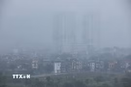 Không khí Hà Nội tiếp tục ở mức không lành mạnh. (Nguồn: TTXVN)