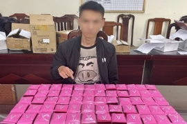 Đối tượng Trần Thượng Nhật cùng tang vật. (Ảnh TTXVN phát)
