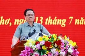 Thủ tướng Phạm Minh Chính phát biểu tại buổi làm việc. (Ảnh: Dương Giang/TTXVN)