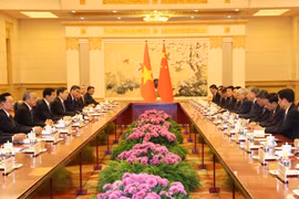 Quang cảnh buổi hội kiến. (Ảnh: Trí Dũng/TTXVN)