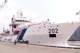 Tàu Samudrai Paheredar cập cảng Thành phố Hồ Chí Minh. (Ảnh: Xuân Khu/TTXVN)