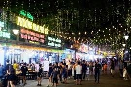 Tuyến phố đi bộ Bãi Cháy thu hút đông đảo người dân và du khách trong ngày đầu khai trương. (Ảnh: Đức Hiếu/TTXVN)