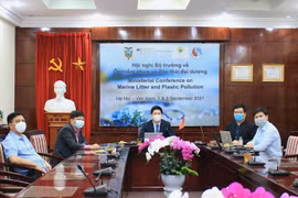 Toàn cảnh các đại biểu tham dự Hội nghị tại đầu cầu Tổng cục Biển và Hải đảo Việt Nam. (Ảnh: Monre)