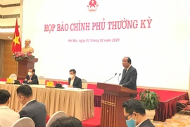 Bộ trưởng Mai Tiến Dũng chia sẻ tại buổi Họp báo Chính phủ thường kỳ. (Ảnh: PV/Vietnam+)