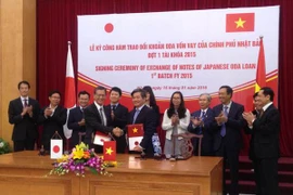 Lễ ký Công hàm trao đổi khoản ODA giá trị 95,167 tỷ yen của Nhật Bản cho Việt Nam, ngày 15/1. (Ảnh: PV/Vietnam+)