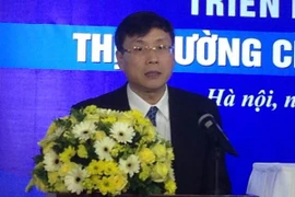 Chủ tịch Ủy ban Chứng khoán Nhà nước Vũ Bằng phát biểu tại Hội nghị, ngày 22/1. (Ảnh: PV/Vietnam+)