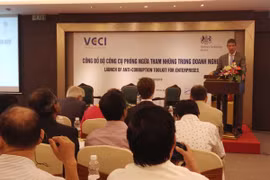 Hội thảo công bố Bộ công cụ Hướng dẫn phòng ngừa tham nhũng trong doanh nghiệp, ngày 21/10. (Ảnh: PV/Vietnam+)