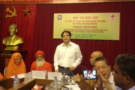 Họp báo về Hội nghị Quốc tế Yoga và Thiền Ananda Marga, ngày 4/8. (Ảnh: PV/Vietnam+)