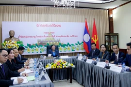 Quang cảnh Hội nghị trực tuyến. (Ảnh: Phạm Kiên/TTXVN tại Lào)