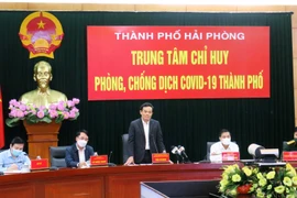 Bí thư Thành ủy Hải Phòng Trần Lưu Quang phát biểu tại hội nghị. (Ảnh: An Đăng/TTXVN)