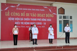 Bình Phước đưa vào hoạt động bệnh viện dã chiến Đồng Xoài quy mô 180 giường. (Ảnh: Đậu Tất Thành/TTXVN)