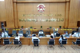 Tiếp nhận và giải quyết hồ sơ của các sở, ban, ngành tại Trung tâm Phục vụ hành chính công tỉnh Bắc Giang. (Ảnh: Danh Lam/TTXVN)