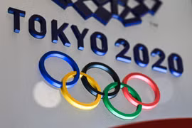 Biểu tượng Thế vận hội mùa Hè Tokyo 2020 tại Tokyo, Nhật Bản, ngày 28/1/2020. (Ảnh: AFP/TTXVN)