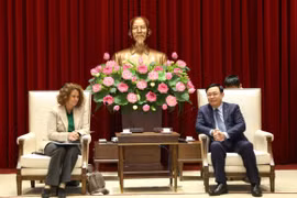 Bí thư Thành ủy Vương Đình Huệ làm việc với Giám đốc quốc gia Ngân hàng Thế giới tại Việt Nam. (Nguồn: TTXVN)