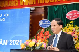 Thứ trưởng Bộ Thông tin và Truyền thông Phạm Anh Tuấn phát biểu tại Hội nghị. (Ảnh: Nguyễn Thắng/TTXVN)