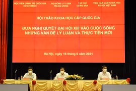 GS.TS Nguyễn Xuân Thắng, Ủy viên Bộ Chính trị, Giám đốc Học viện Chính trị quốc gia Hồ Chí Minh, Chủ tịch Hội đồng Lý luận Trung ương chủ trì Hội thảo. (Ảnh: Nguyễn Điệp/TTXVN)