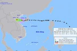 Bản đồ đường đi của bão số 8. (Ảnh: TTXVN phát)
