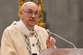 Giáo hoàng Francis trong lễ cầu nguyện ở Quảng trường St. Peter, Vatican ngày 17/10/2021. (Ảnh: AFP/TTXVN)