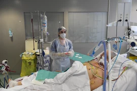 Nhân viên y tế điều trị cho bệnh nhân COVID-19 tại bệnh viện ở Marseille, Pháp, ngày 2/2/2021. (Ảnh: AFP/TTXVN)