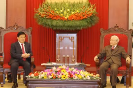 Tổng Bí thư, Chủ tịch nước Nguyễn Phú Trọng tiếp Bộ trưởng Bộ Công an Trung Quốc Triệu Khắc Chí. (Ảnh: Trí Dũng/TTXVN)