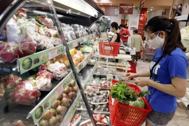 Khách hàng mua sắm tại siêu thị Fuji Mart Hoàng Cầu, Hà Nội. (Ảnh: Trần Việt/TTXVN)