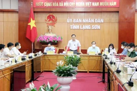 Ban Chỉ đạo phòng, chống dịch COVID-19 tỉnh Lạng Sơn tổ chức họp khẩn về công tác phòng, chống dịch. (Ảnh: Thái Thuần/TTXVN)