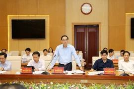 Đồng chí Nguyễn Hải - Chủ tịch Ủy ban MTTQ Việt Nam, Phó Chủ tịch Ủy ban bầu cử tỉnh Phú Thọ phát biểu. (Ảnh: Trung Kiên/TTXVN)