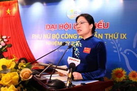 Bà Hà Thị Nga, Ủy viên Trung ương Đảng, Chủ tịch Hội Liên hiệp Phụ nữ Việt Nam Đại hội đại biểu Phụ nữ Bộ Công an lần thứ IX, nhiệm kỳ 2021-2026. (Ảnh: Phạm Kiên/TTXVN)