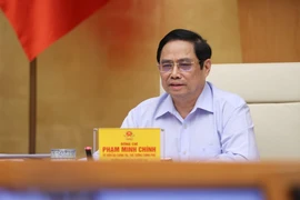 Thủ tướng Phạm Minh Chính, Trưởng Ban Chỉ đạo chủ trì làm việc với các địa phương và 9.043 xã, phường, thị trấn trên cả nước. (Ảnh: Dương Giang/TTXVN)