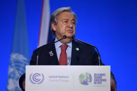 Tổng thư ký LHQ Antonio Guterres phát biểu tại Hội nghị COP26 ở Glasgow, Anh ngày 1/11/2021. (Ảnh: AFP/TTXVN)