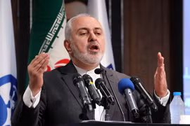 Ngoại trưởng Iran Mohammad Javad Zarif phát biểu trong cuộc họp báo tại Tehran. (Ảnh: AFP/ TTXVN