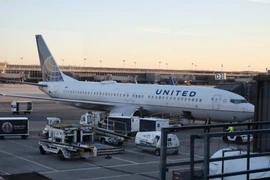 Máy bay của hãng hàng không United Airlines tại sân bay Dulles, bang Virginia, Mỹ. (Ảnh: AFP/TTXVN)