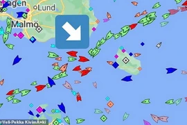 Vị trí hai tàu hàng va chạm trên biển Baltic (Nguồn: dailymail.co.uk)