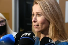 Lãnh đạo đảng Cải cách trung hữu đối lập, bà Kaja Kallas trả lời phỏng vấn tại Tallinn, Estonia, ngày 13/1/2021. (Ảnh: AFP/TTXVN)