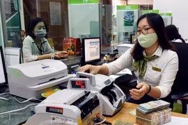 Khách hàng giao dịch tại Hội sở Vietcombank. (Ảnh: Trần Việt/TTXVN)