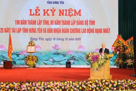 Tổng Bí thư Nguyễn Phú Trọng phát biểu tại Lễ kỷ niệm. (Ảnh: Trí Dũng/TTXVN)