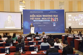 Quang cảnh diễn đàn tại điểm cầu Hà Nội. (Ảnh: Trần Việt/TTXVN)