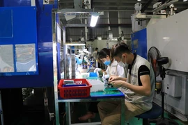 Công nhân làm việc tại Công ty Cổ phần Hanpo Vina, khu công nghiệp Yên Phong, tỉnh Bắc Ninh. (Ảnh: Thanh Thương/TTXVN)