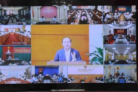 Họp trực tuyến với các địa phương. (Ảnh: Vũ Sinh/TTXVN)