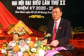 Bí thư Tỉnh ủy Nam Định Đoàn Hồng Phong tại Đại hội đại biểu Đảng bộ tỉnh Nam Định tháng 9/2020. (Ảnh: Văn Đạt/TTXVN)