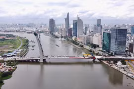 Khu vực cầu Thủ Thiêm, Thành phố Hồ Chí Minh. (Ảnh: Trung Tuyến/TTXVN)