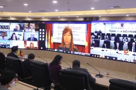 Bà Pascale Delcomminette, Tổng giám đốc Cơ quan ngoại giao Wallonie-Bruxelles (WBI) phát biểu. (Ảnh: Lâm Khánh/TTXVN)