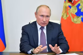 Tổng thống Nga Vladimir Putin phát biểu tại Moskva. (Ảnh: AFP/TTXVN)