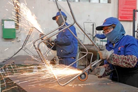 Công nhân sản xuất tại Công ty Xuân Hòa. (Ảnh: Trần Việt/TTXVN)