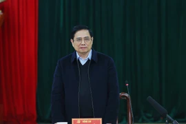 Thủ tướng Phạm Minh Chính trong buổi làm việc tại Đồn Biên phòng Đàm Thủy, huyện Trùng Khánh, Cao Bằng ngày 15/11. (Ảnh: Dương Giang/TTXVN)