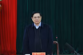 Thủ tướng Phạm Minh Chính trong buổi làm việc tại Đồn Biên phòng Đàm Thủy, huyện Trùng Khánh, Cao Bằng ngày 15/11. (Ảnh: Dương Giang/TTXVN)