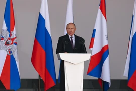 Tổng thống Nga Vladimir Putin phát biểu tại Moskva ngày 23/8/2021. (Ảnh: THX/TTXVN)