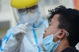 Nhân viên y tế lấy mẫu xét nghiệm COVID-19. (Ảnh: Văn Dũng/TTXVN)