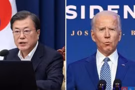 Tổng thống Hàn Quốc Moon Jae-in và người đồng cấp Mỹ Joe Biden. (Nguồn: Korea Times)
