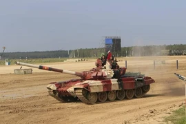 Đội xe tăng Việt Nam thi đấu lượt thứ 3 tại Army Games 2021. (Ảnh: Trần Hiếu/TTXVN)